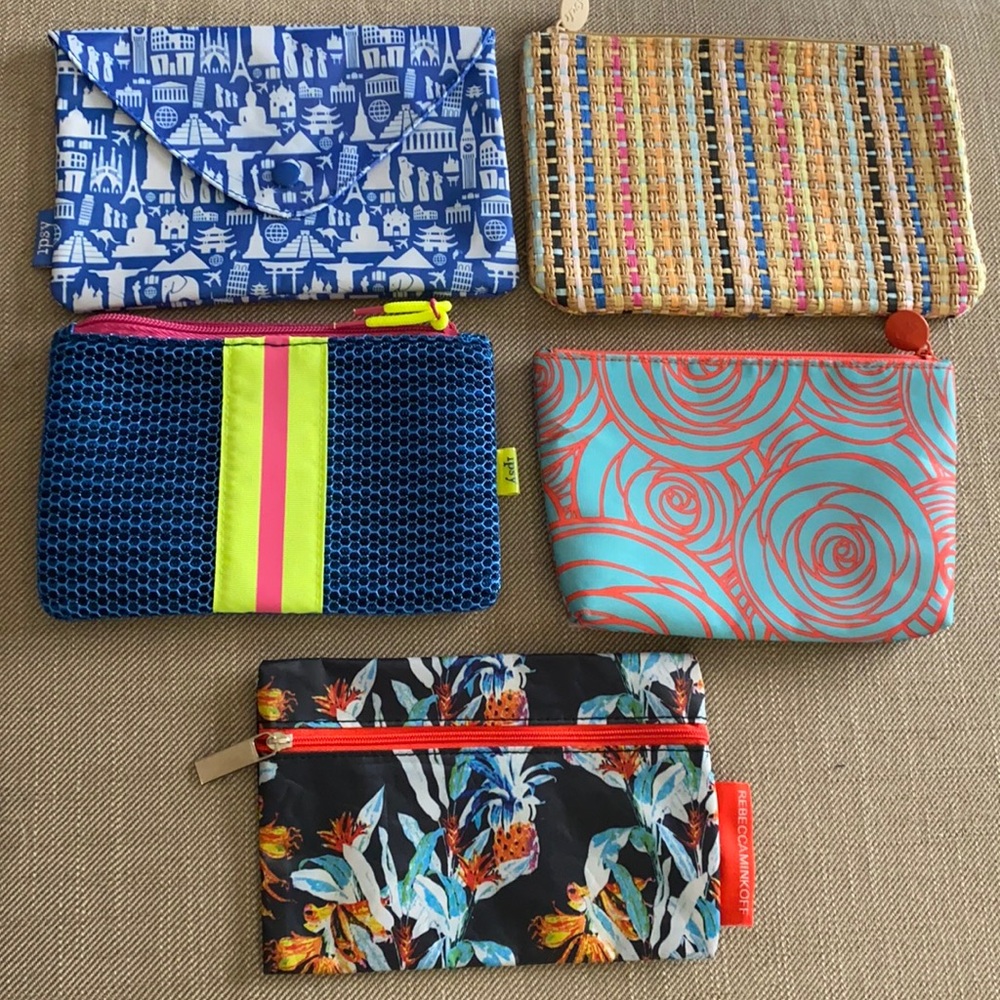 Set of 5 ipsy makeup bags clutches Rebecca minkoff